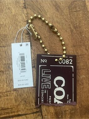 Coach Concert Stub Bag Charm in Merlot  | Concert Hangtag | NWT